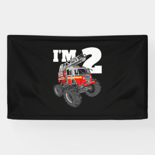 Banderoles Enfants Monster Fire Truck 2e Birthday Boy 2 Toddl