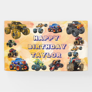Banderoles Enfants Monster Trucks Course Voiture garçon Fête 