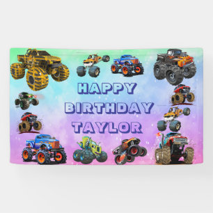 Banderoles Enfants Monster Trucks Course Voiture garçon Fête