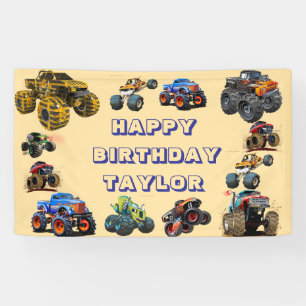 Banderoles Enfants Monster Trucks Course Voiture garçon Fête