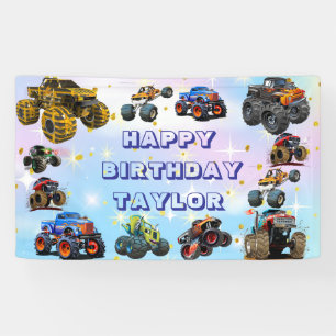 Banderoles Enfants Monster Trucks Course Voiture garçon Fête