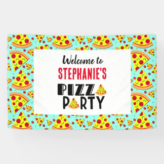 Banderoles Enfants Pizza Anniversaire Affiche de bienvenue de