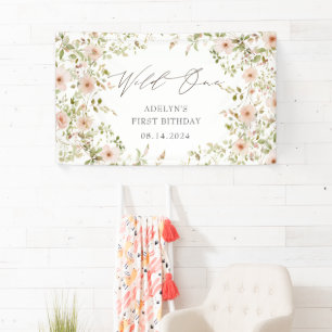Banderoles Enfants Roses sauvages premier anniversaire