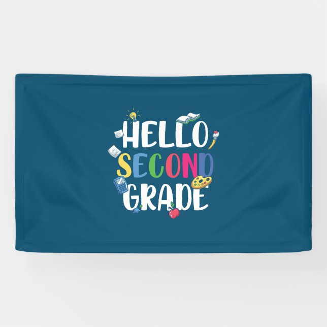 Banderoles Enseignant de 2e année Bonjour 2e année (Horizontal)