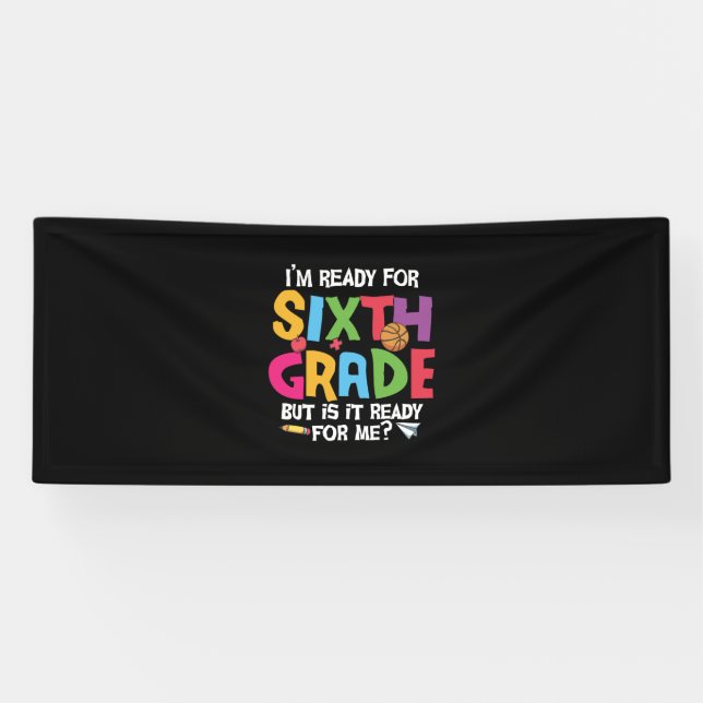 Banderoles Enseignant de 6e année prêt pour la 6e année (Horizontal)