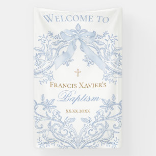 Banderoles enseigne de bienvenue baptême crête bleue aquarell