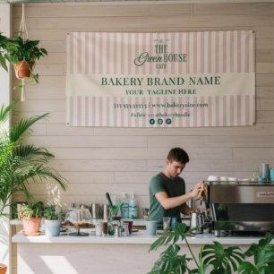 Banderoles Enseigne de pâtisserie à rayures rose prépa