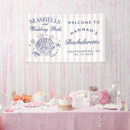Banderoles Enterrement de vie de jeune fille Coquillages Rose
