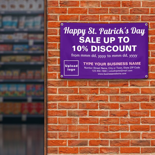 Banderoles Entreprise Saint Patrick Vente sur un rectangle po (Attract more customers. Business Saint Patrick sale on purple rectangle banner.)