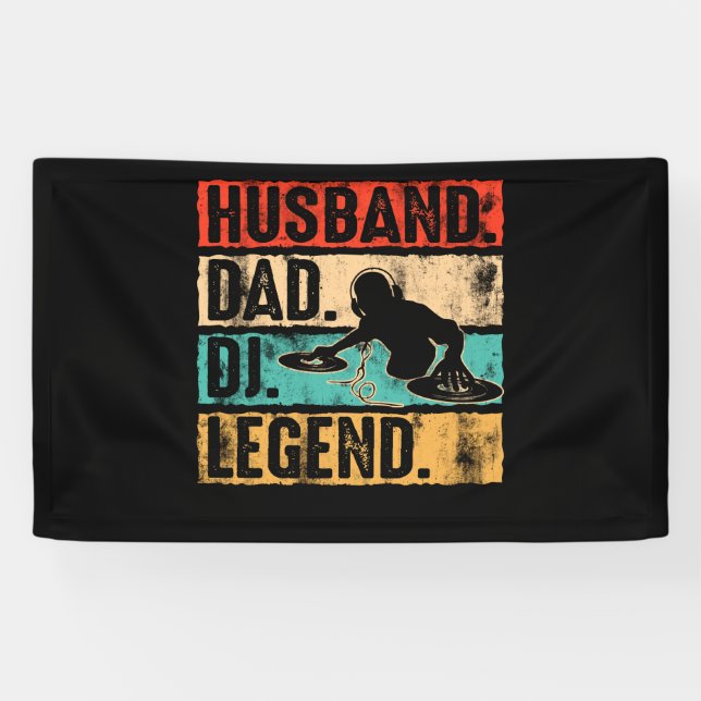 Banderoles Époux Papa DJ Legend DJ Disque Jockey Music Player (Horizontal)