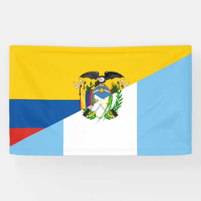 Banderoles Equateur Guatemala - symbole du pays à demi drapea (Horizontal)