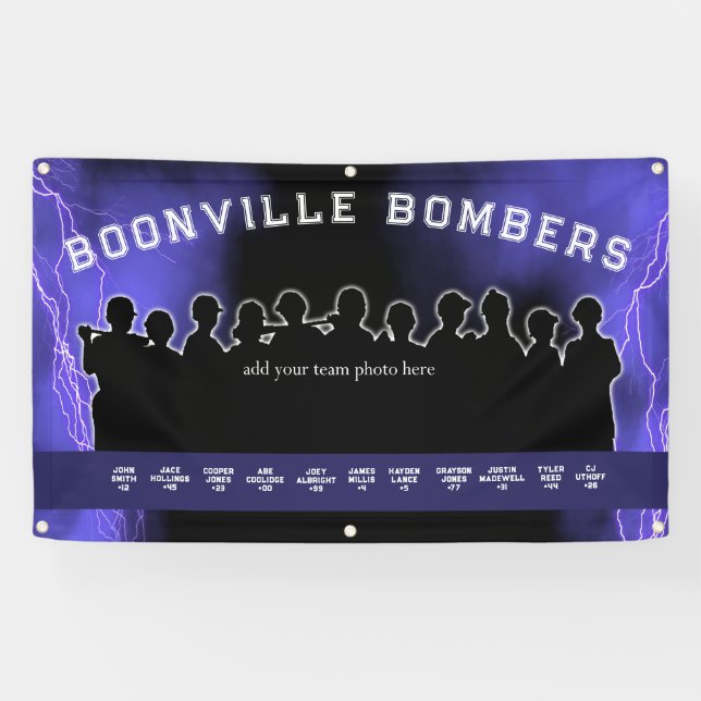 Banderoles Équipe sportive de baseball violet Dugout Banner (Horizontal)