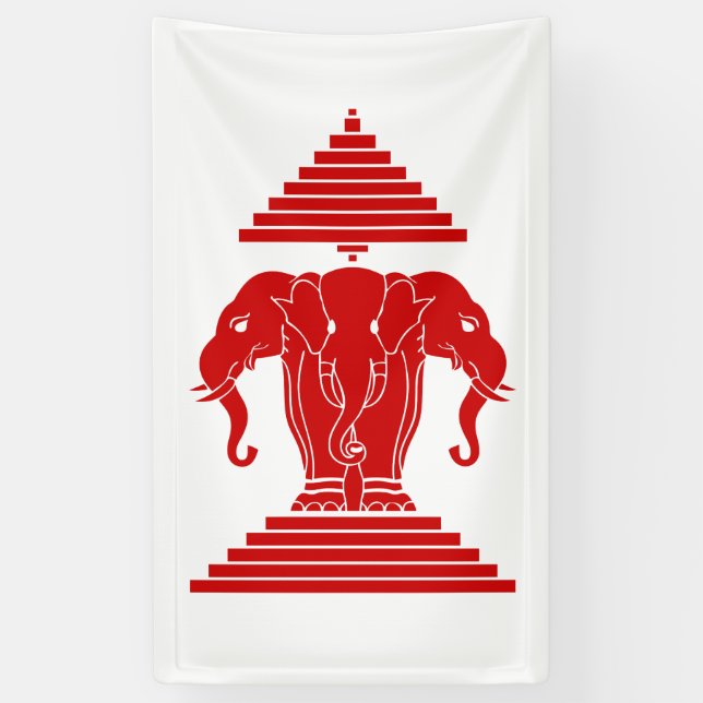 Banderoles Erawan: Trois éléphants en tête Lao / Drapeau Laos (Vertical)