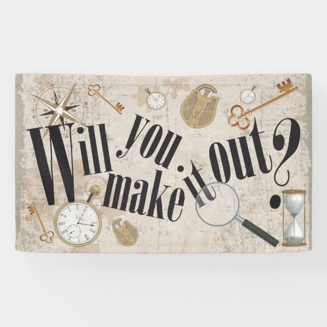 Banderoles Escape Room Party - Vous Y Arrivez ? (Horizontal)