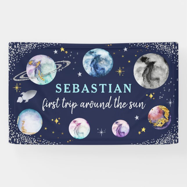 Banderoles Espace Anniversaire Premier Voyage Autour Du Solei (Horizontal)