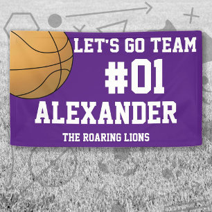 Banderoles Esprit de l'équipe de basket-ball blanc violet