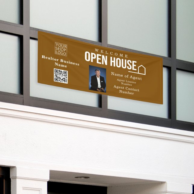 Banderoles Estate Open House Logo Photo Brown (Bâtiment extérieur)