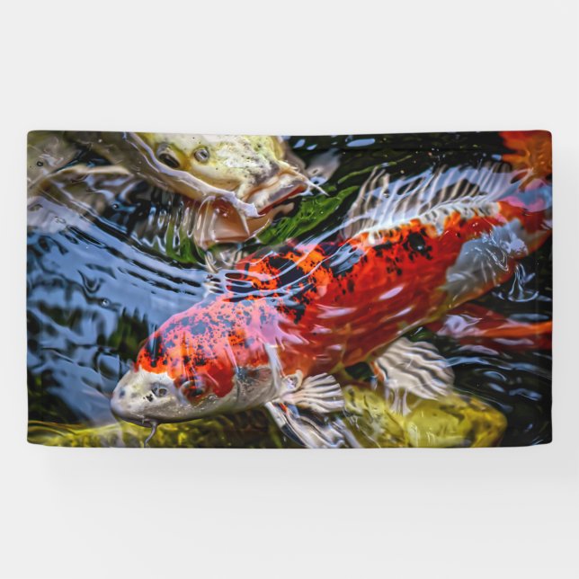 Banderoles Étang japonais de poissons Koi (Horizontal)