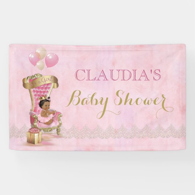 Banderoles Ethnic Baby Princess Crown Gold Pink Royal (Horizontal)