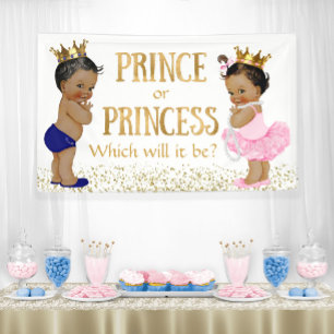 Banderoles Ethnic Prince Princess Baby shower de révélation d