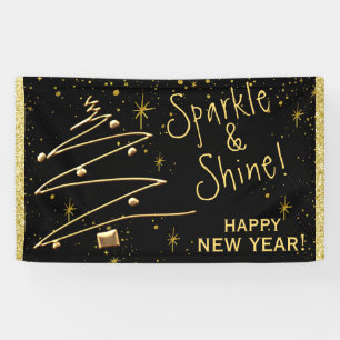 Banderoles Étincelle et brille, Bonne année à accrocher banni