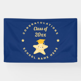 Banderoles Étoile de graduation Royal Blue et Gold moderne
