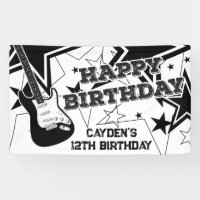 Étoile de guitare d'anniversaire de rock star noir