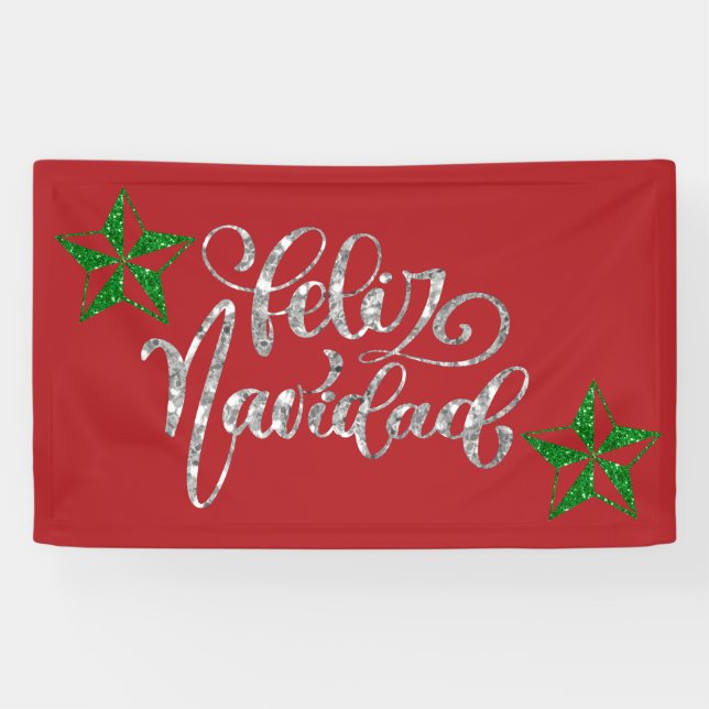 Banderoles Étoile de Noël de la Parties scintillant verte (Horizontal)