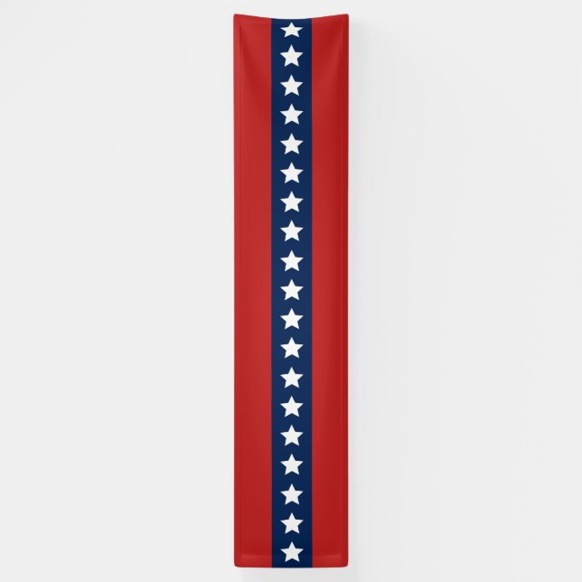 Banderoles Étoiles blanches patriotiques et rayures bleues et (Vertical)