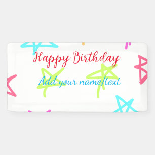 Banderoles Etoiles colorées heureux anniversaire ajouter nom
