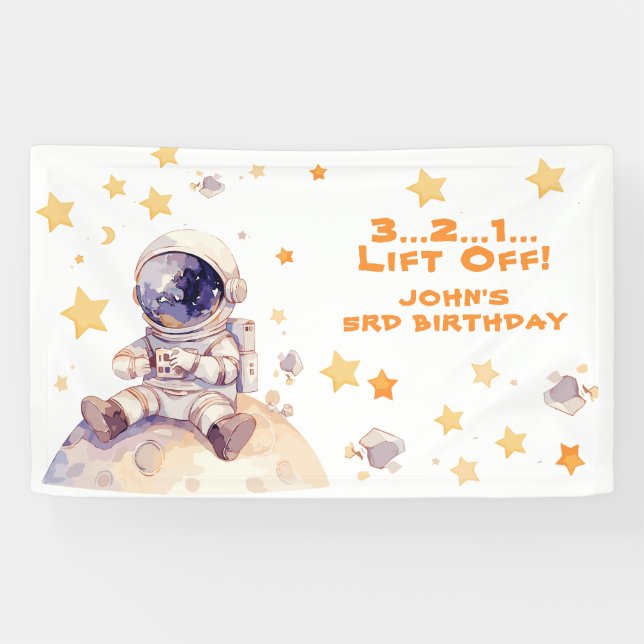 Banderoles Étoiles spatiales et astronautes Anniversaire de e (Horizontal)