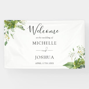 Banderoles Eucalyptus Floral Élégant Mariage Bienvenue