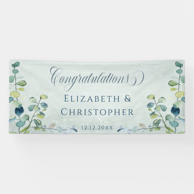 Banderoles Eucalyptus Greenery Félicitations Mariage (Horizontal)