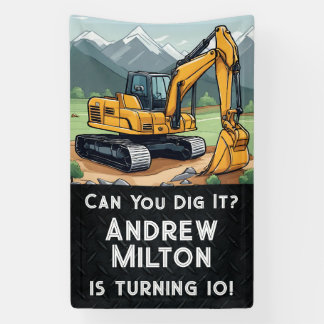 Banderoles Excavateur Construction Équipement Digger Annivers