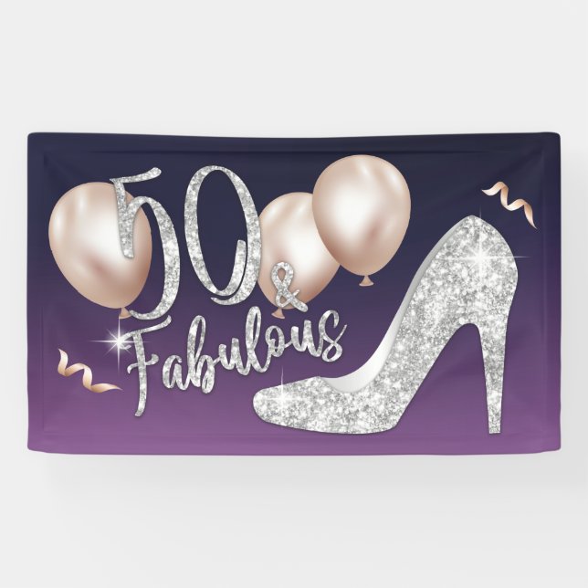 Banderoles Fabuleux 50 Elégante Purple Girl 50e Anniversaire (Horizontal)