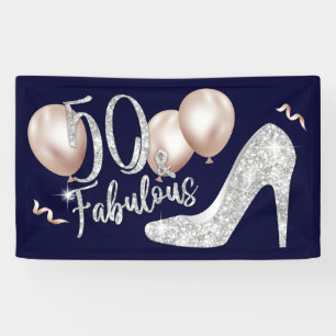 Banderoles Fabuleux 50 Modern Navy Blue Girl 50e anniversaire