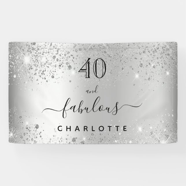 Banderoles Fabuleux anniversaire argent parties scintillant n (Horizontal)