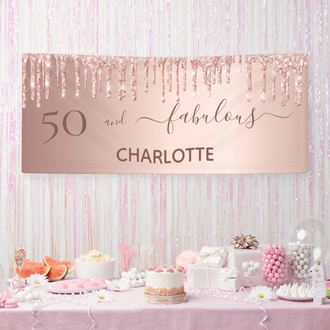 Banderoles Fabuleux anniversaire blush rose or parties scinti (Fête)