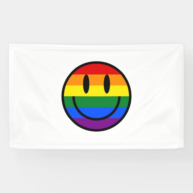 Banderoles Face souriante arc-en-ciel (Horizontal)
