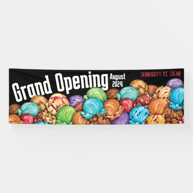 Banderoles Faire-part glace Grand Ouverture Fonds Raiser (Horizontal)