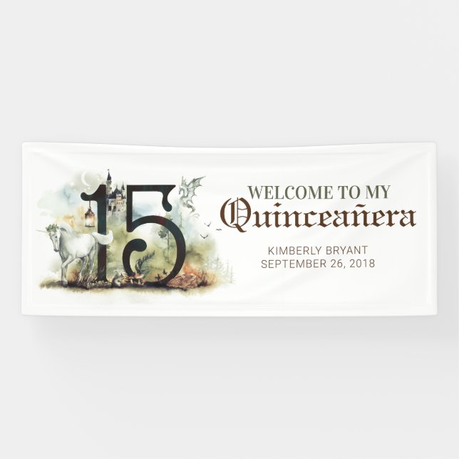 Banderoles Fairy Tale Quinceanera 15e anniversaire (Horizontal)