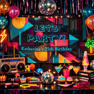Banderoles Faisons la Fête Rétro 80's 90's Géométrique Memphi