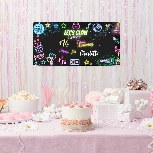 Banderoles Faisons un anniversaire de néon fou (Fête)