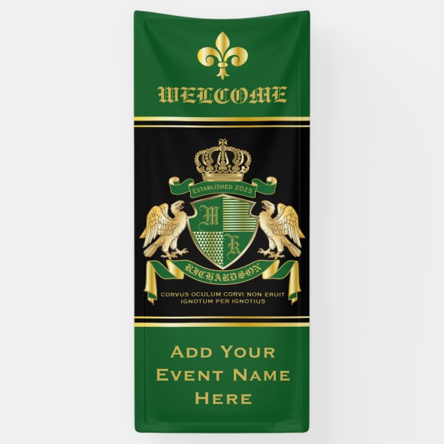Banderoles Faites votre propre blason Green Gold Eagle Emblem (Vertical)