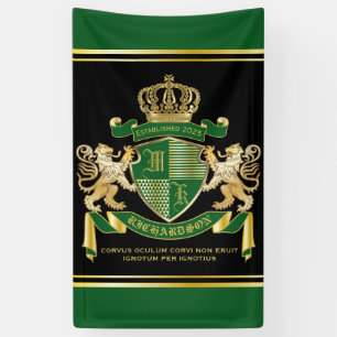 Banderoles Faites votre propre blason Green Gold Lion Emblem