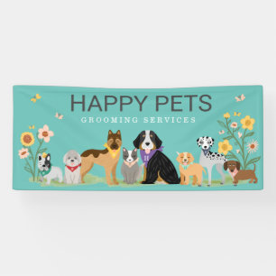 Banderoles Famille d'animaux de compagnie sympathiques, soins