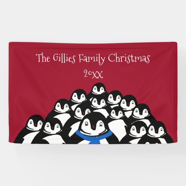 Banderoles Famille de Pingouin Cute (Horizontal)