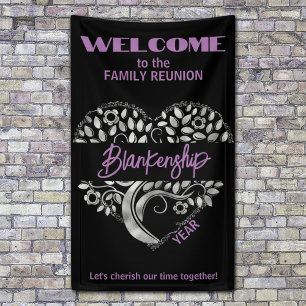 Banderoles Famille Personnalisée Reunion Coeur Arbre violet n
