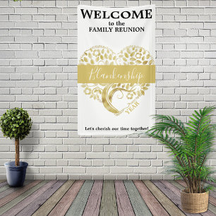 Banderoles Famille personnalisée Réunion Gold Coeur Arbre Bla