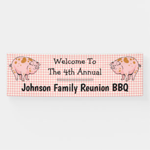 Banderoles Famille Reunion Pig BBQ Bienvenue à l'extérieur